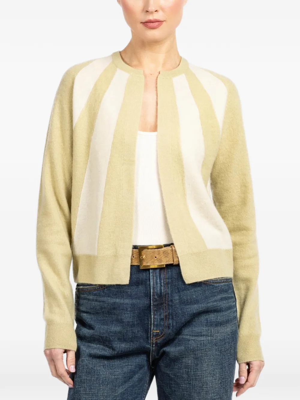 Frenckenberger striped-sun cardigan - Neutrals