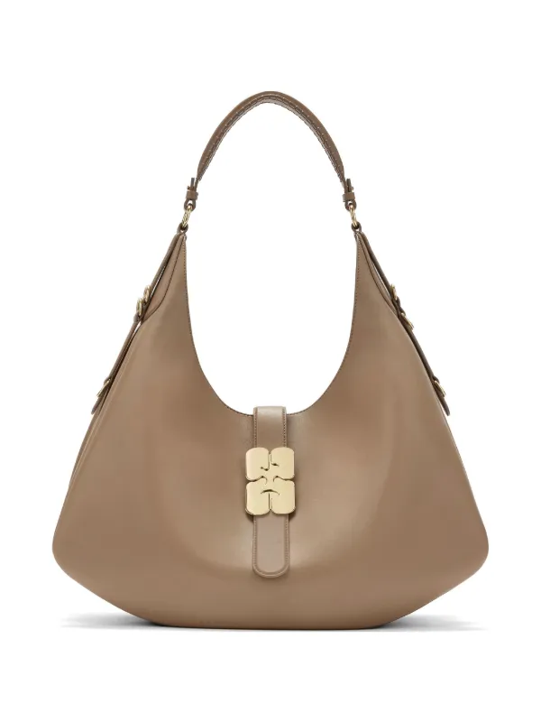 Ganni Large Kat Shoulder Bag in Neutrals