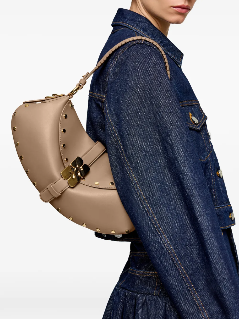 B-Kat Studded Buckle Shoulder Bag