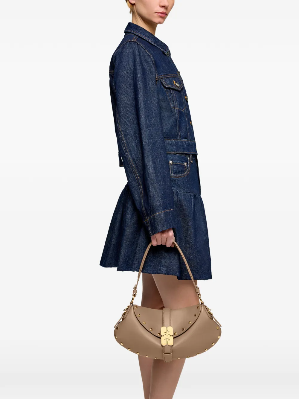 B-Kat Studded Buckle Shoulder Bag