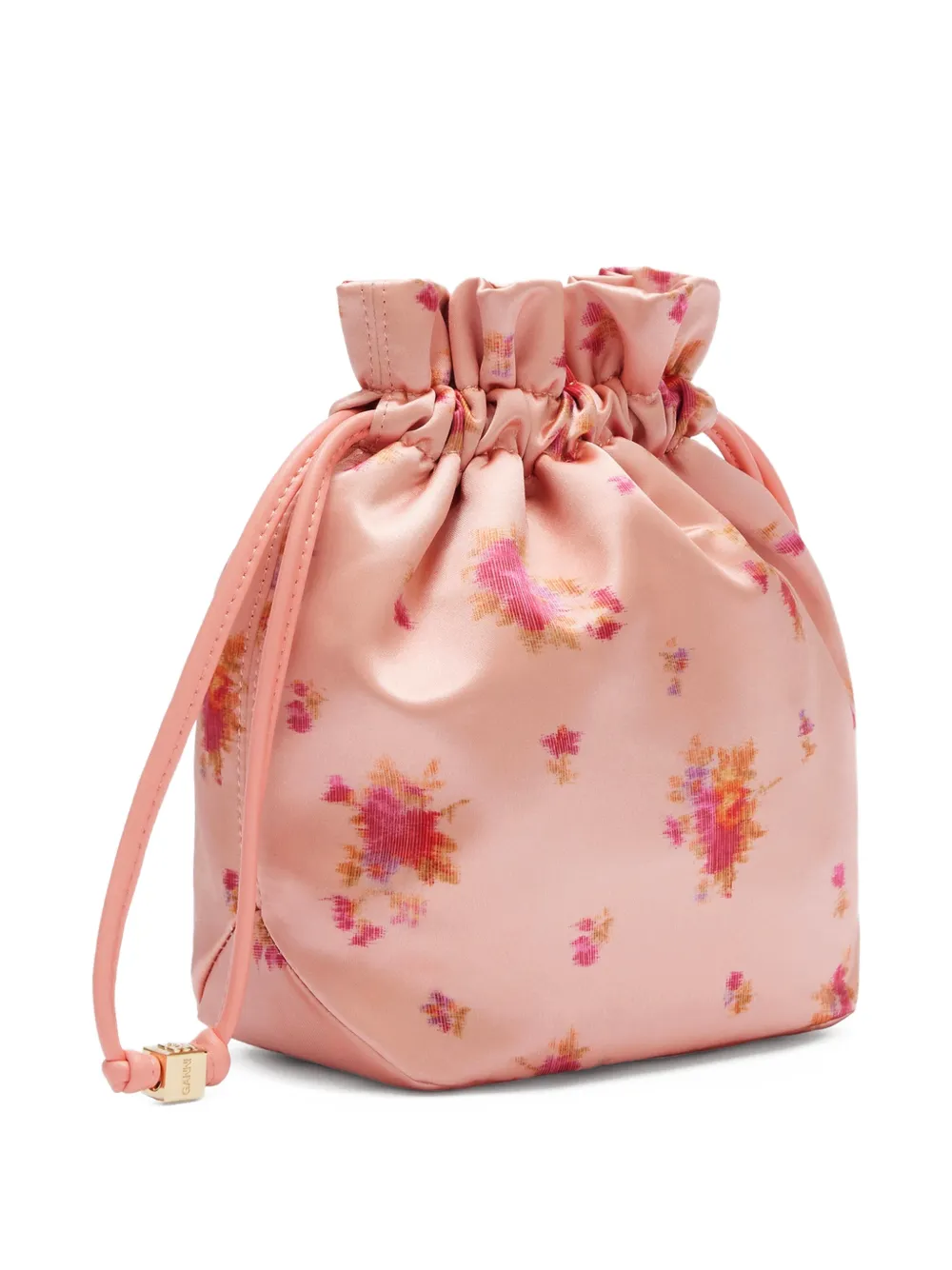  Ganni Floral Drawstring Bucket Bag - Pink 