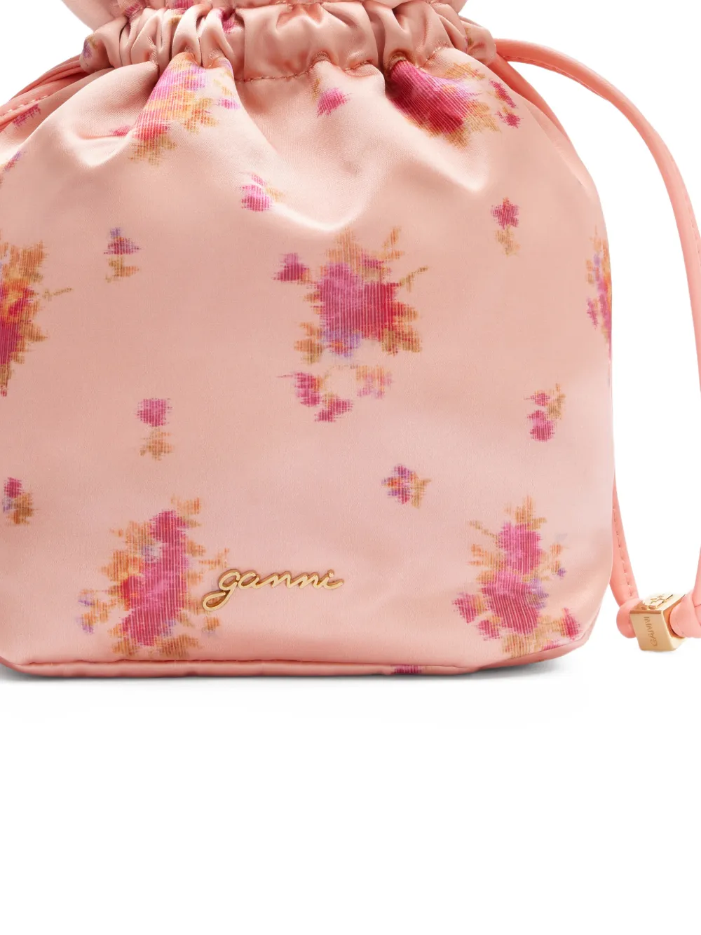  Ganni Floral Drawstring Bucket Bag - Pink 