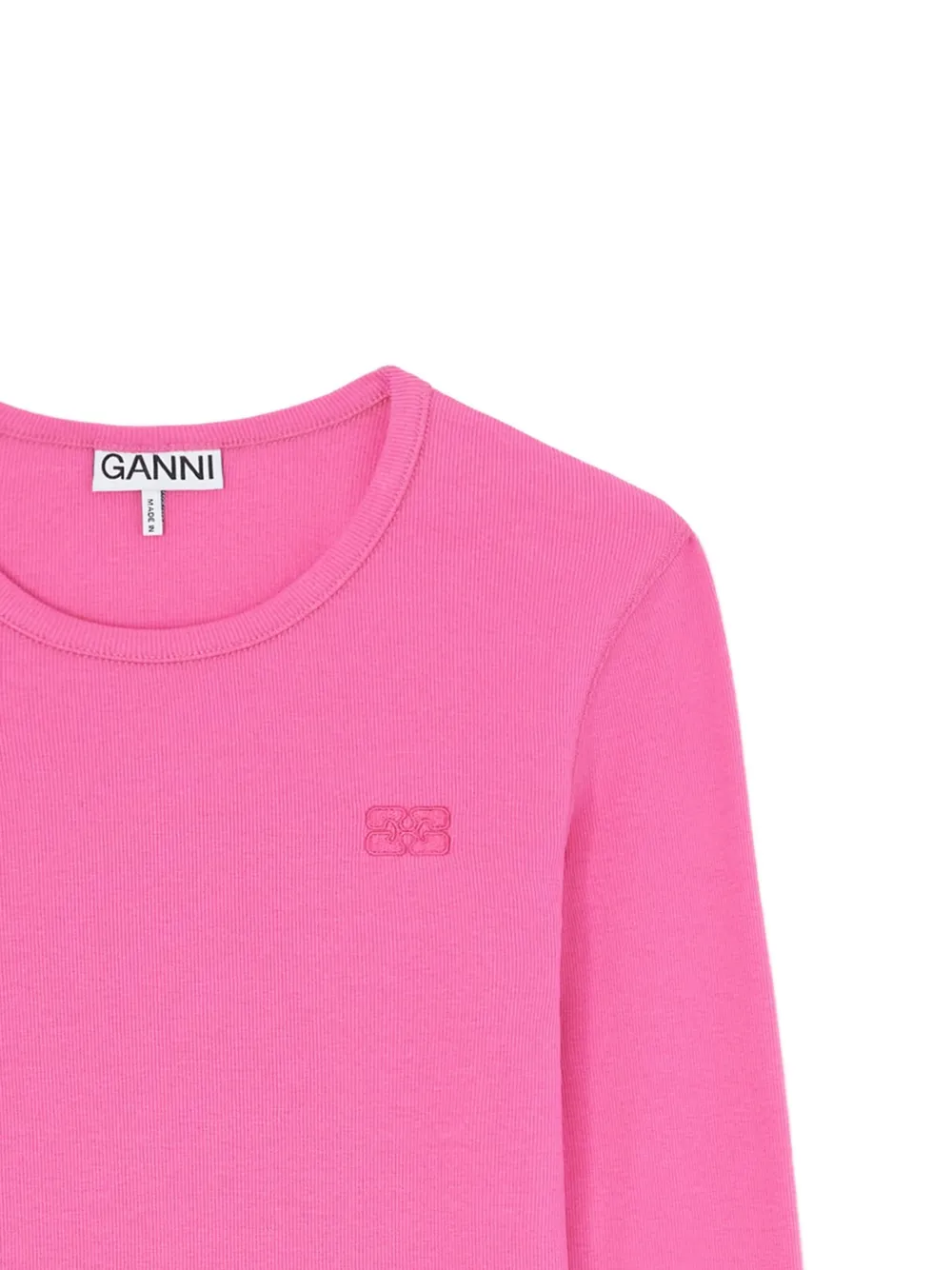 GANNI T-shirt met geborduurd logo Roze