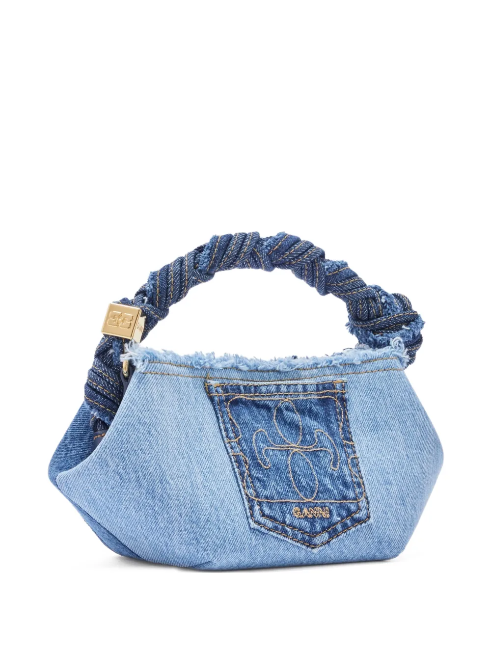 GANNI Shopper met franje handgreep Blauw