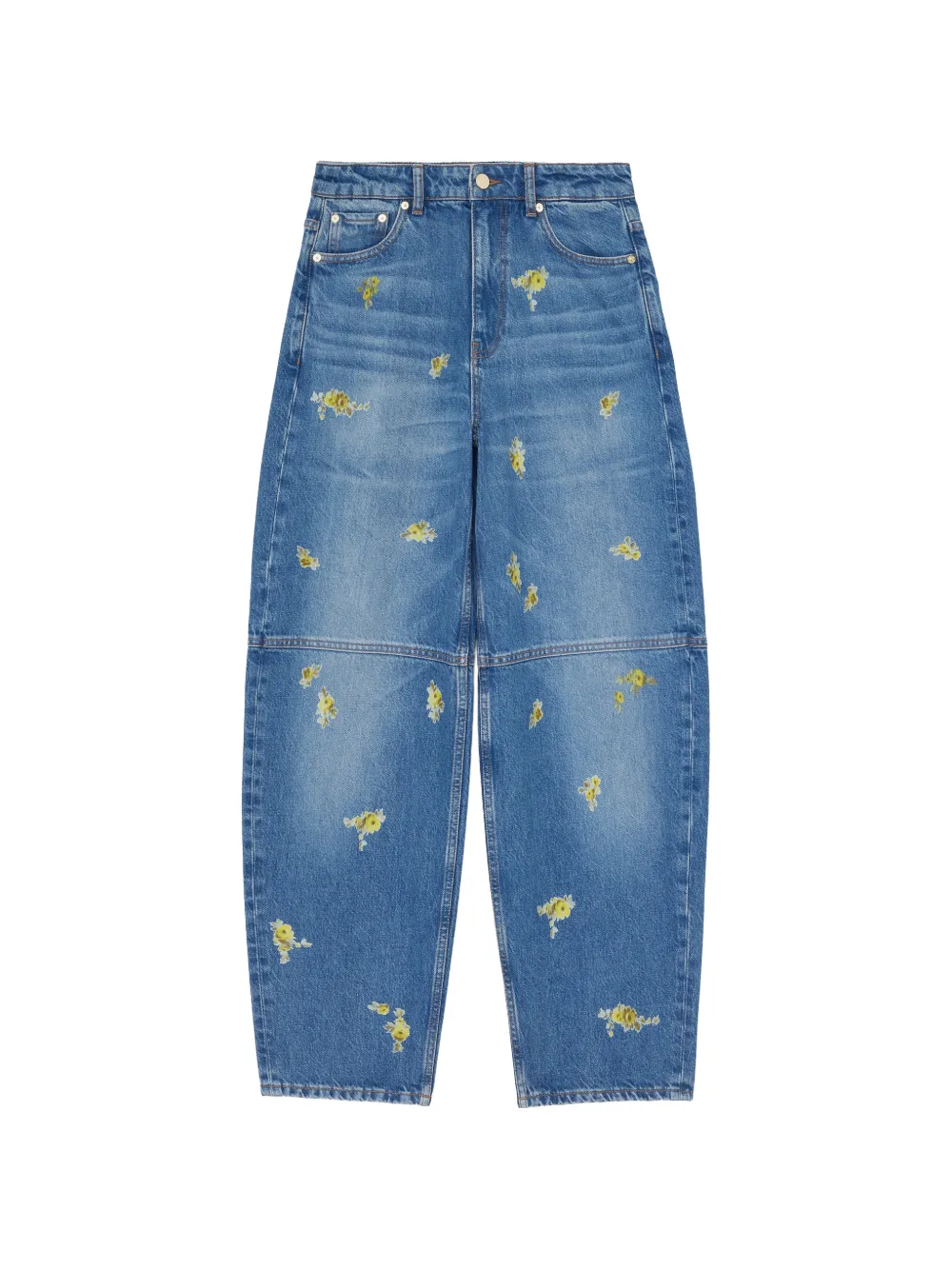 GANNI Jeans con ricamo a fiori - Blu