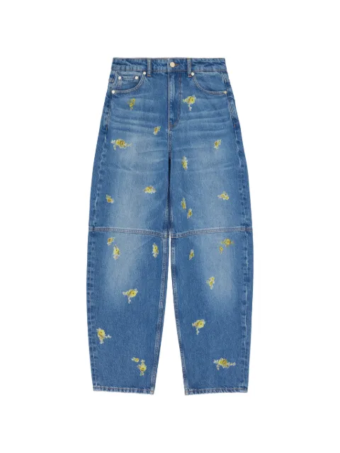GANNI floral-embroidered jeans