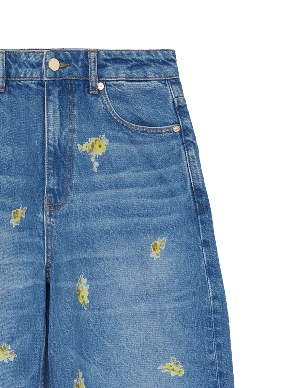 GANNI Denim jeans met print Blauw