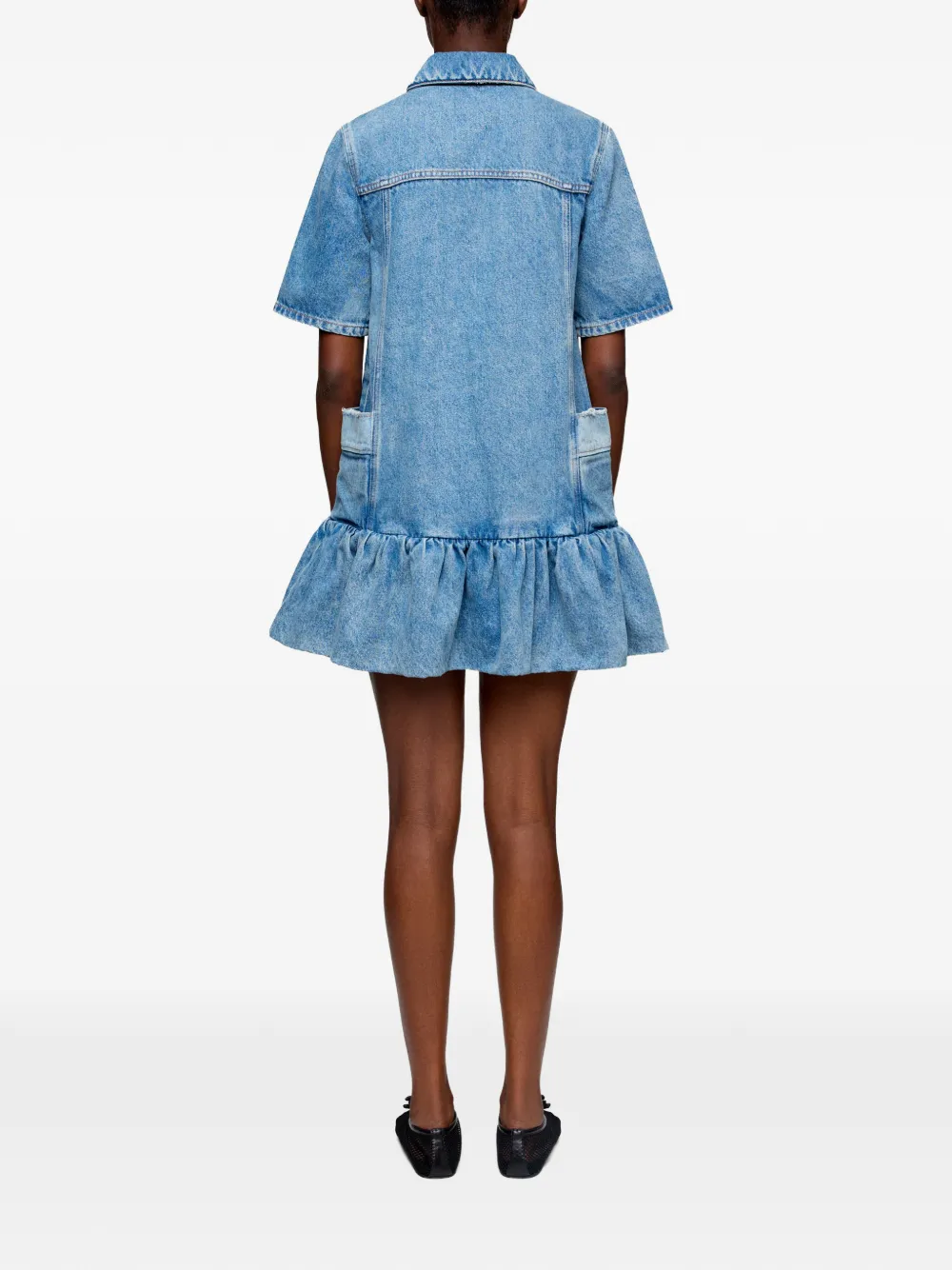 GANNI Mini-jurk met ruches Blauw