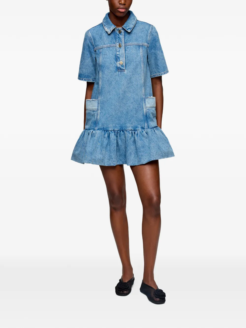 GANNI Mini-jurk met ruches Blauw