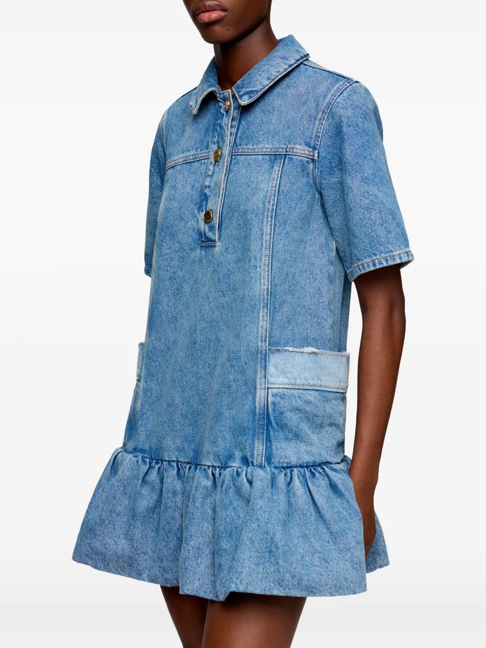 GANNI Mini-jurk met ruches Blauw