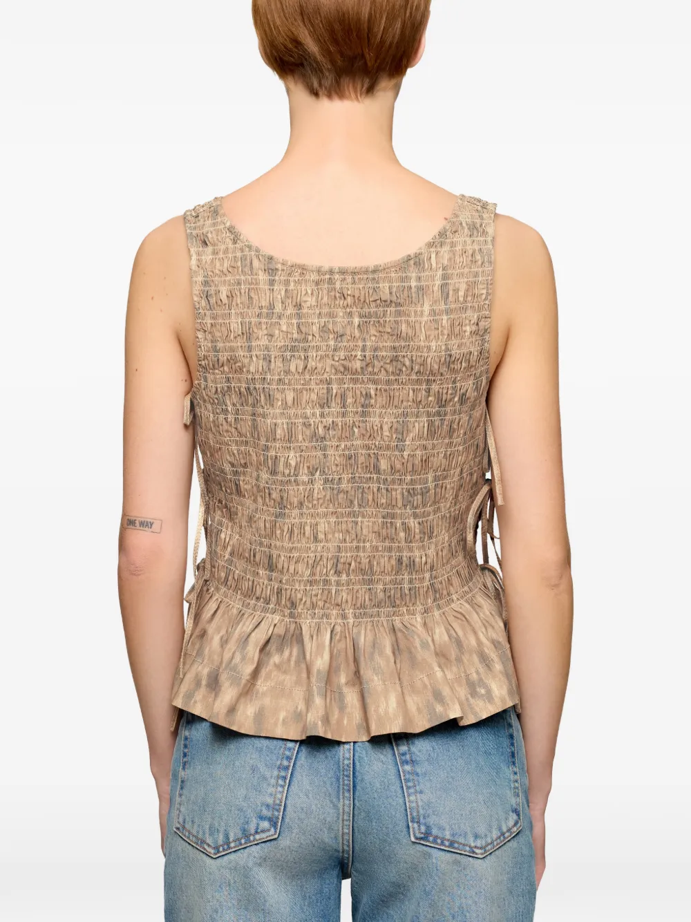 GANNI Gelaagde gestrikte blouse Beige