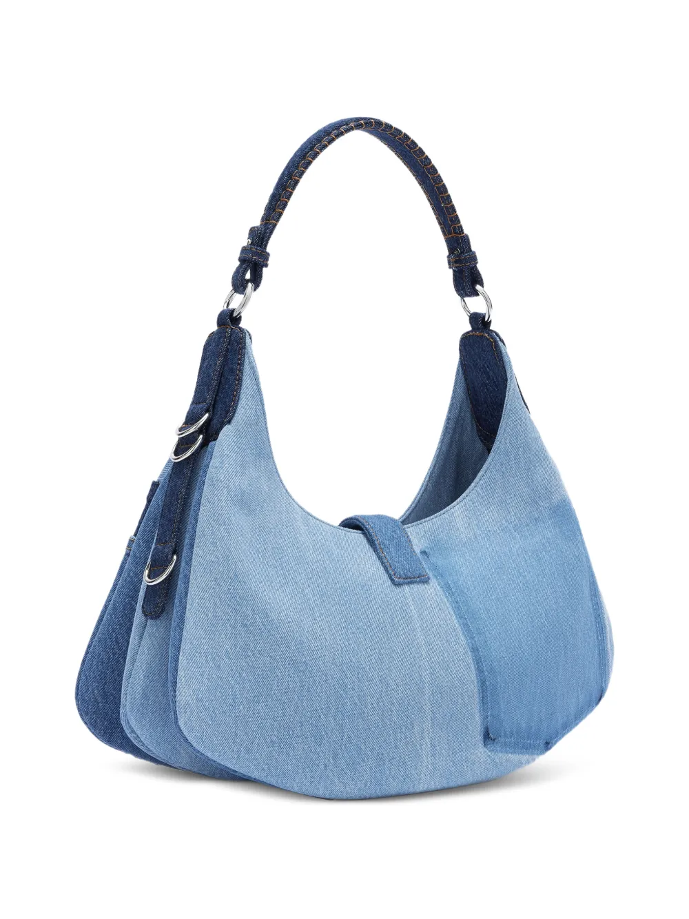 GANNI Kleine Kat schoudertas met patchwork Blauw