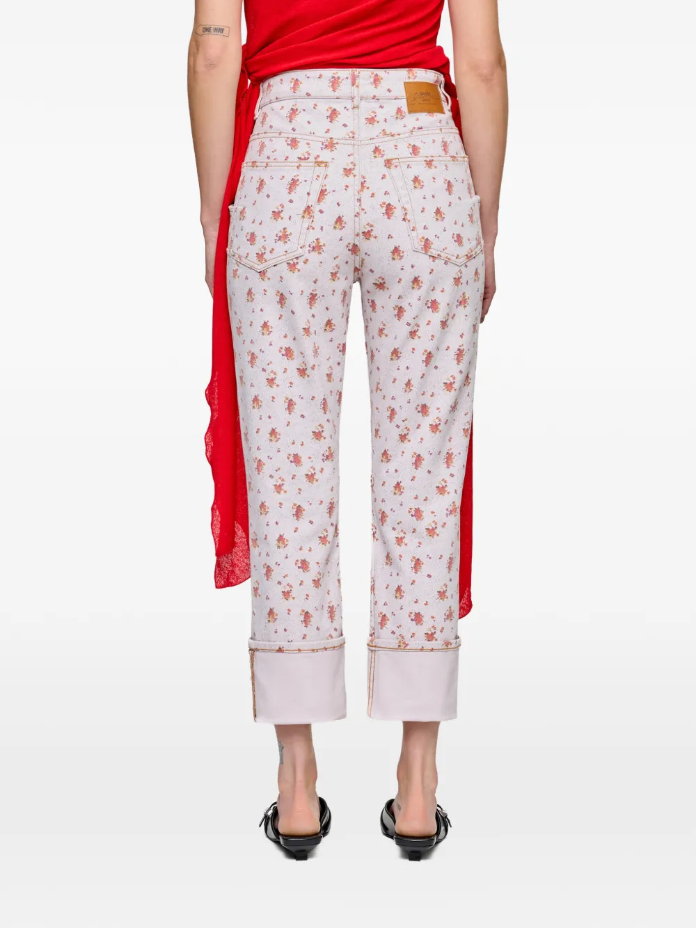 GANNI Capri slim-fit jeans met print Beige