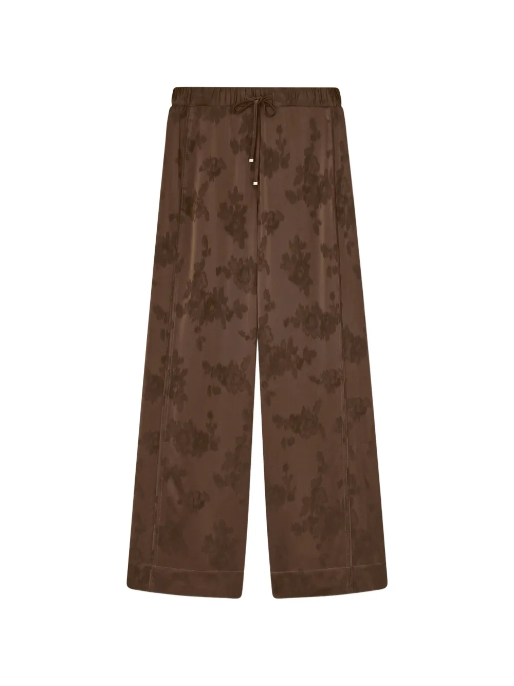 GANNI floral-jacquard drawstring-waist trousers - Brown