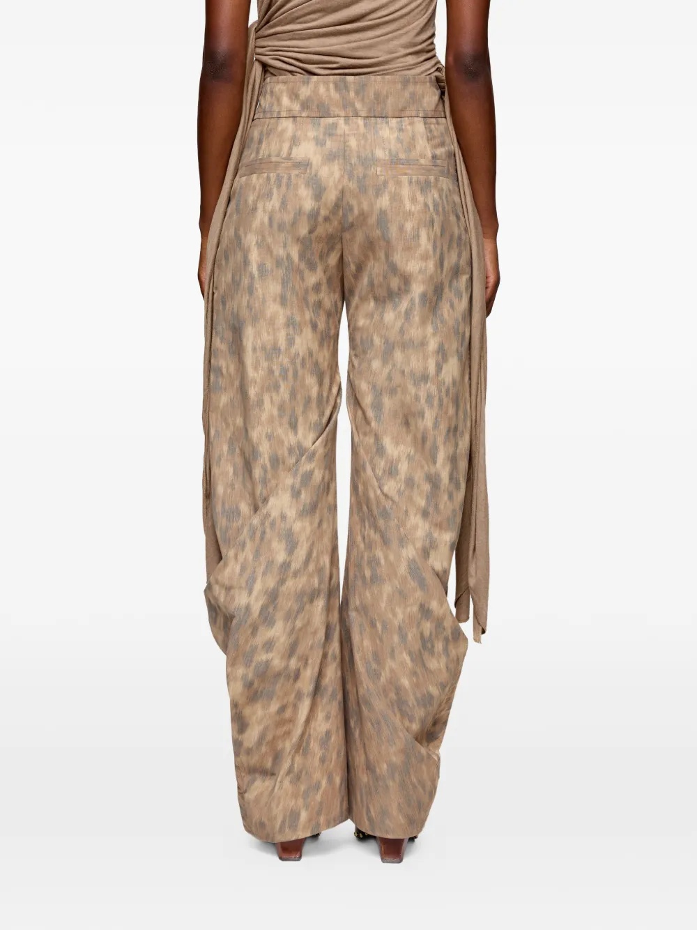 GANNI Katoenen broek met print Beige