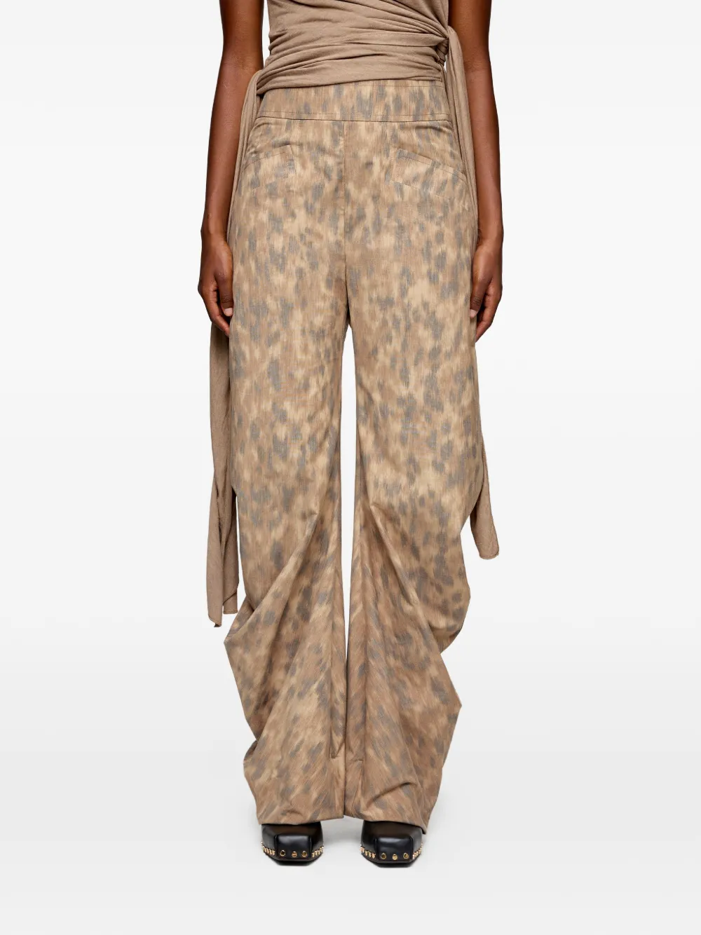GANNI Katoenen broek met print Beige