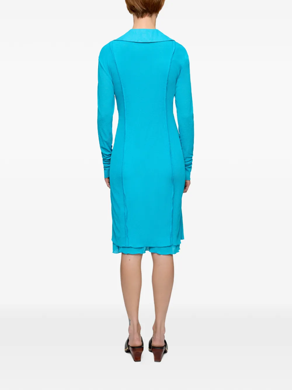 GANNI Midi-jurk met gestrikt detail en knopen Blauw