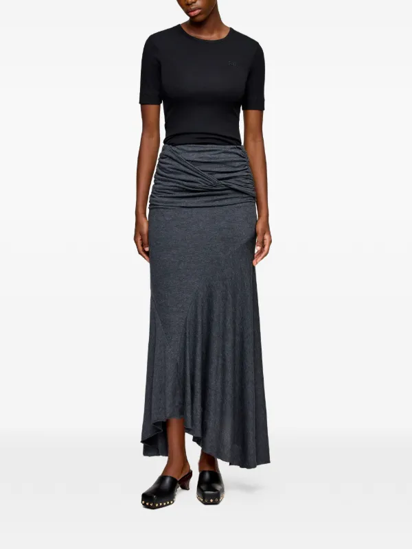 GANNI Long Skirt In Grey Jersey | Grey | FARFETCH