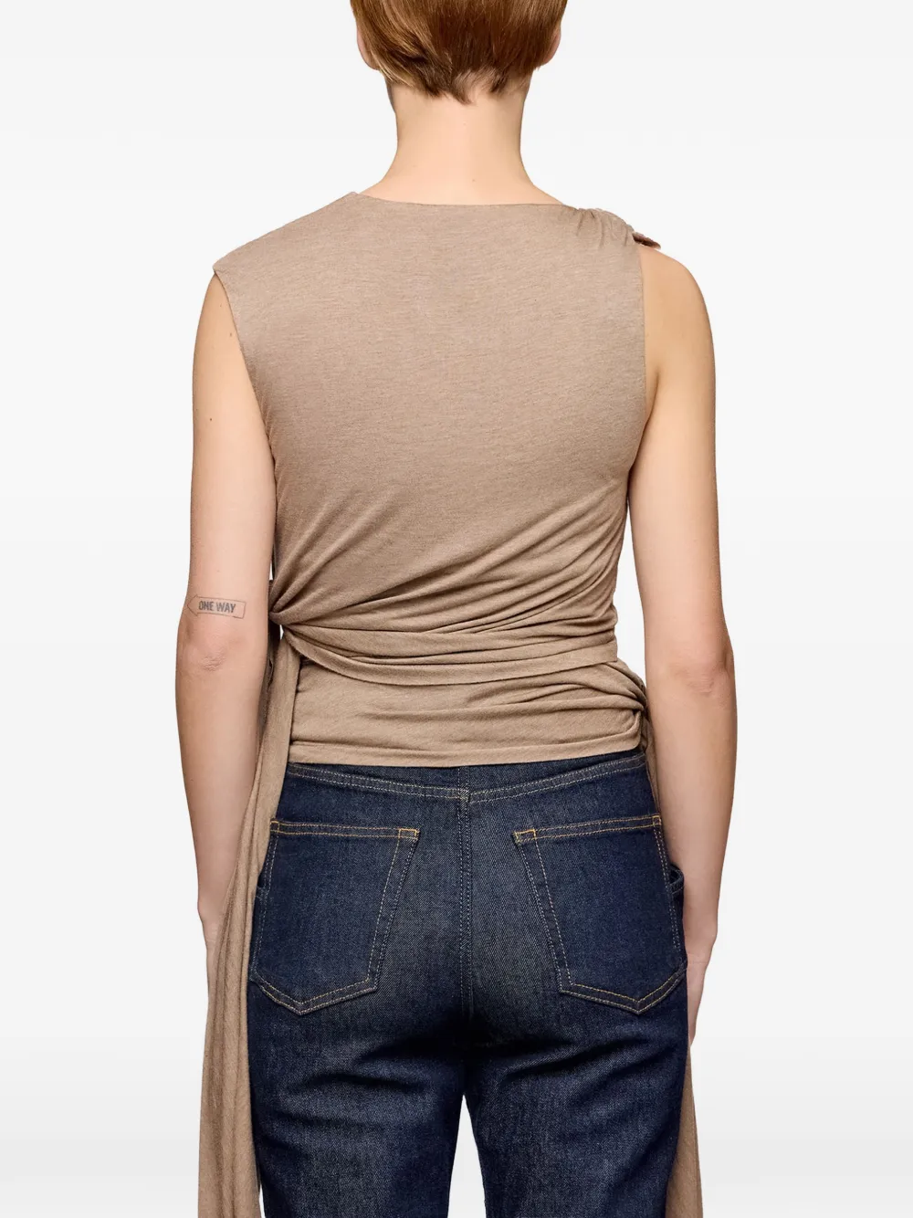GANNI Top met geknoopt detail Beige
