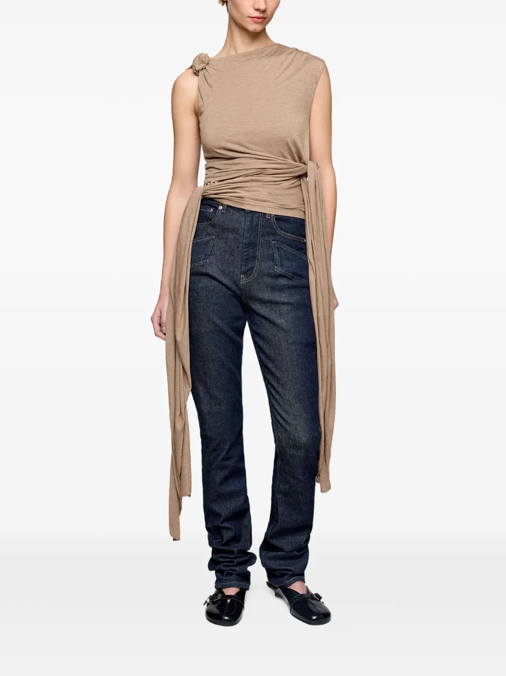 GANNI Top met geknoopt detail Beige