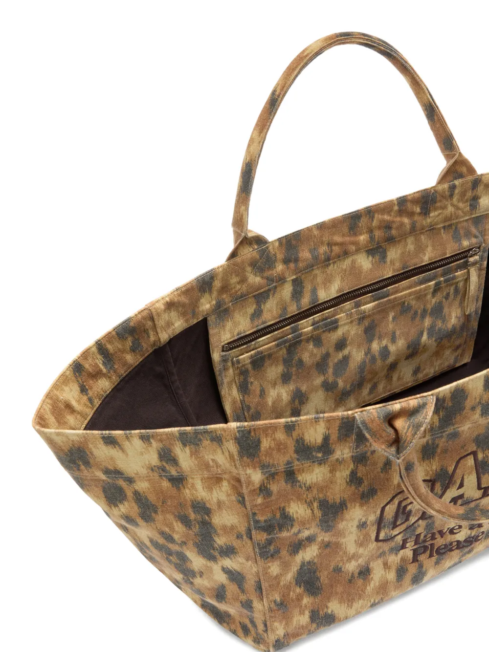 GANNI Shopper met luipaardprint Beige