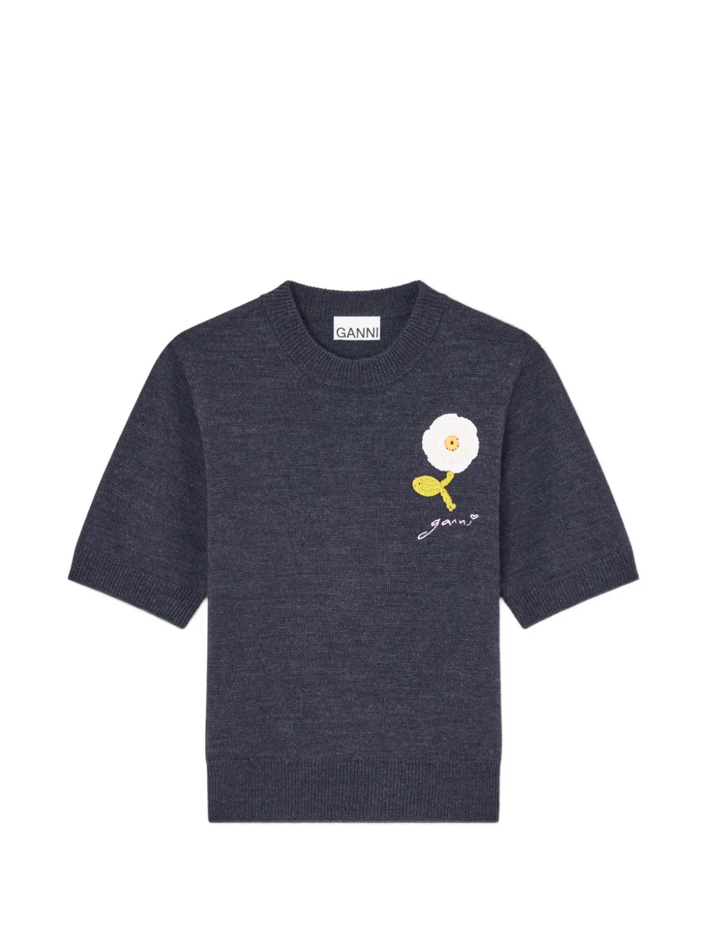 GANNI T-shirt a fiori - Blu