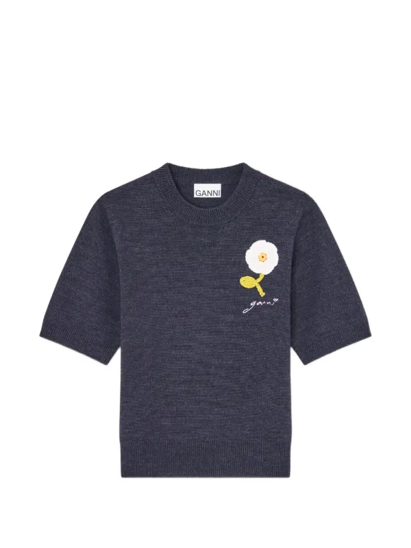 GANNI フラワー Tシャツ | ブルー | FARFETCH JP
