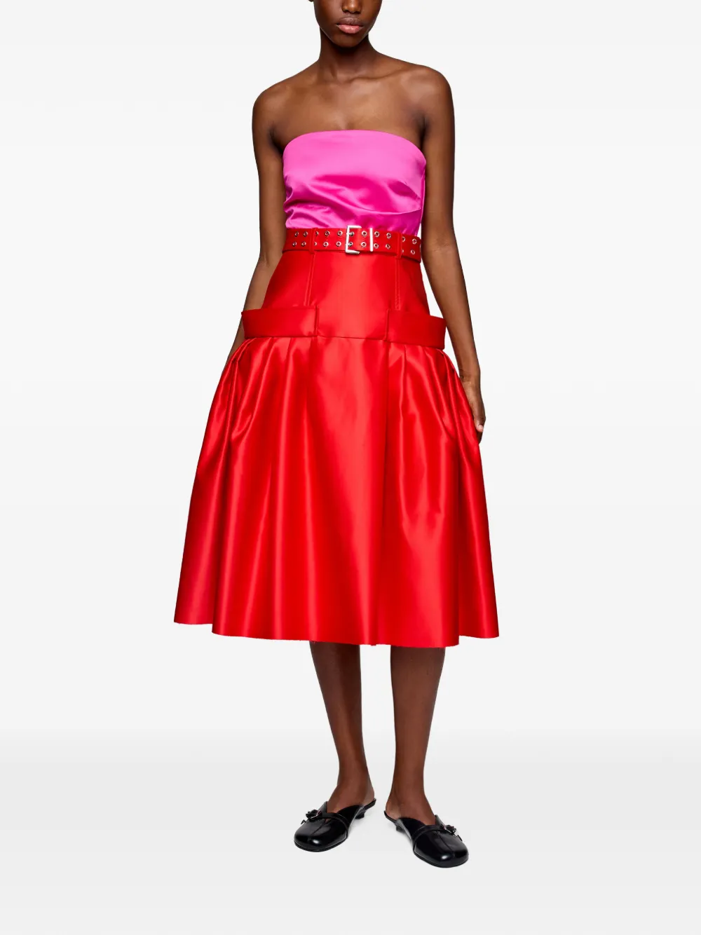 GANNI Duchesse satijnen rok Rood