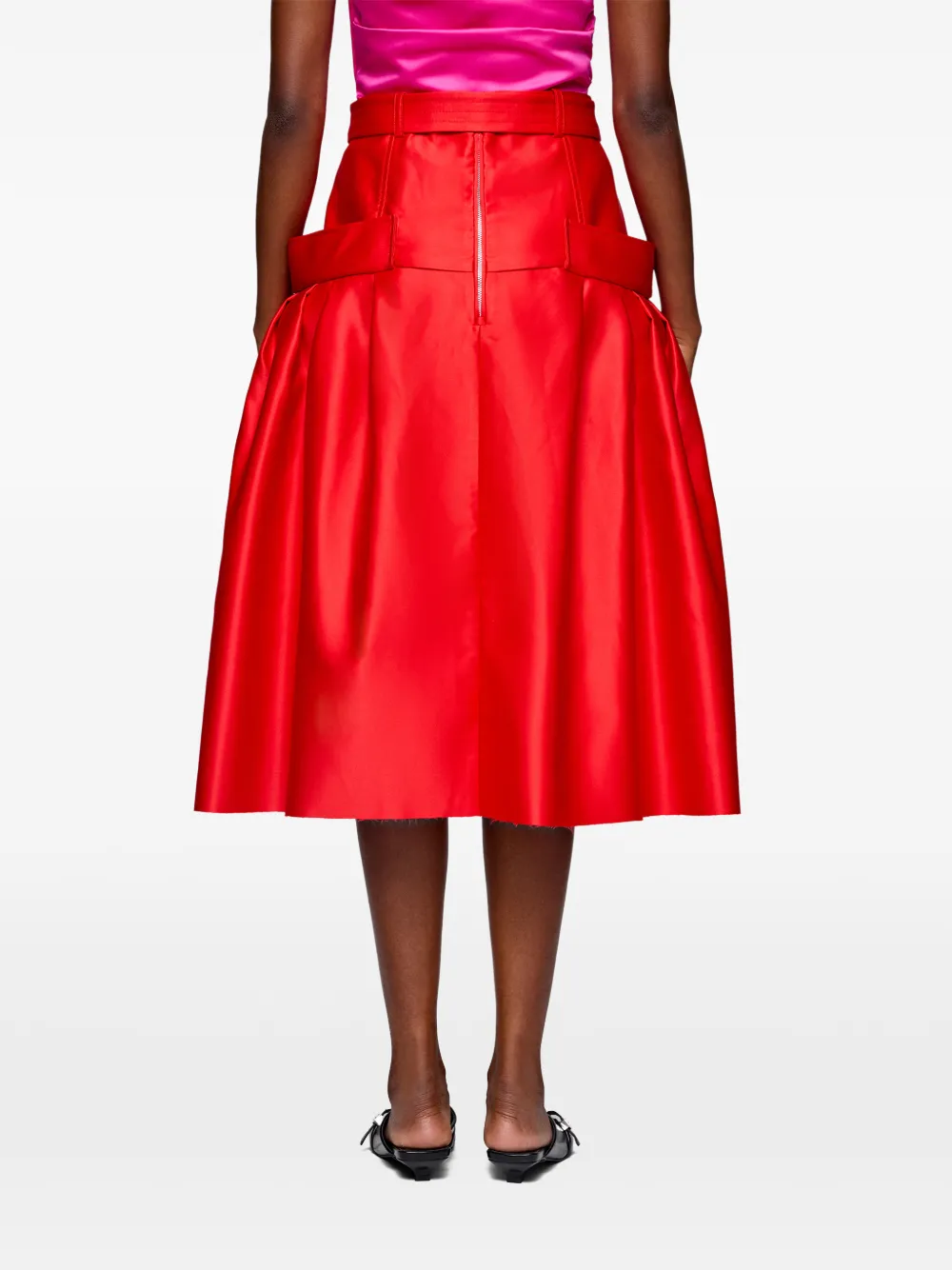 GANNI Duchesse satijnen rok Rood