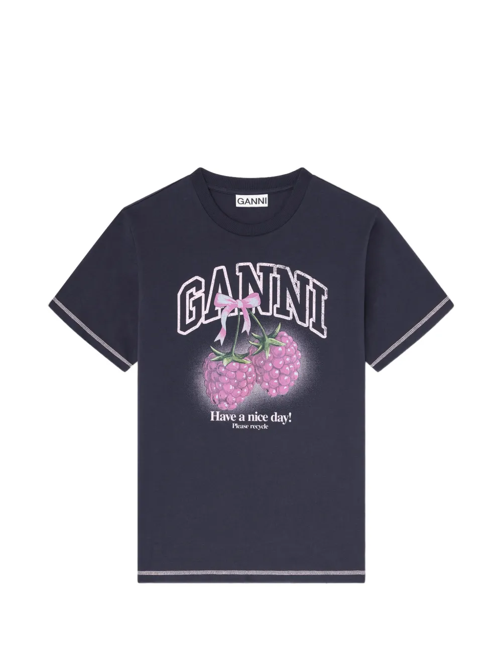 GANNI T-shirt con stampa - Blu