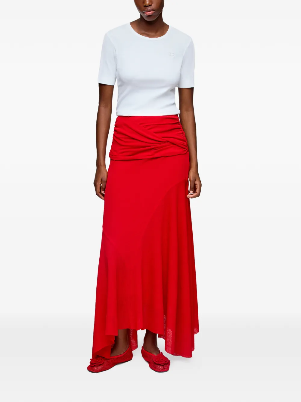 GANNI Maxi-rok met gedraaid detail Rood