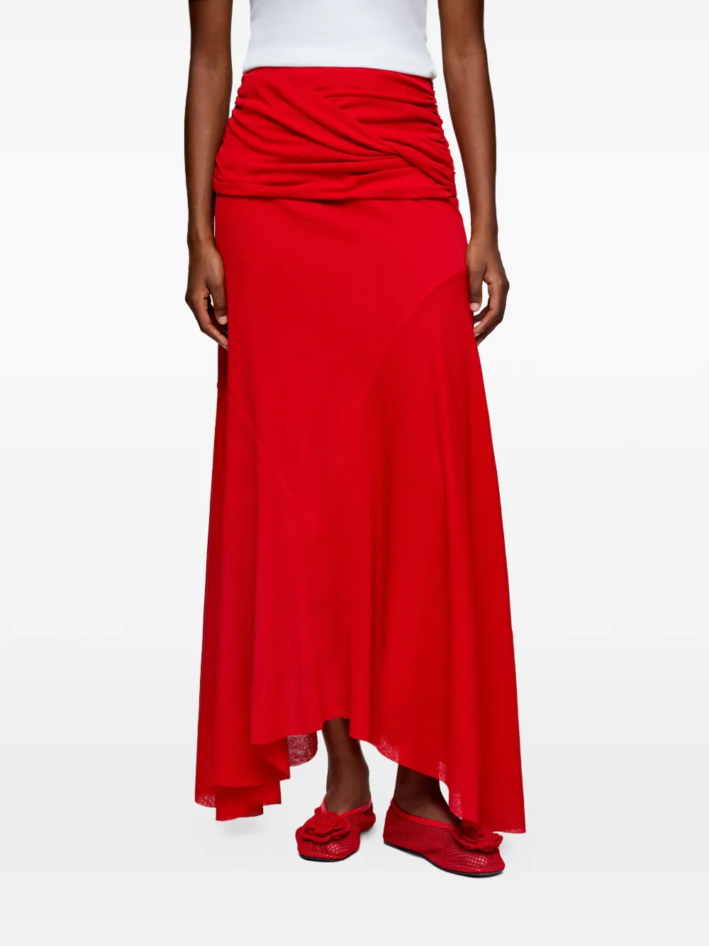 GANNI Maxi-rok met gedraaid detail Rood