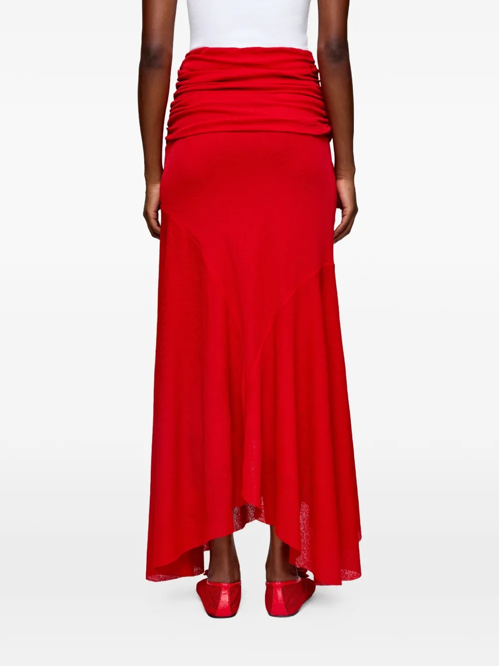 GANNI Maxi-rok met gedraaid detail Rood
