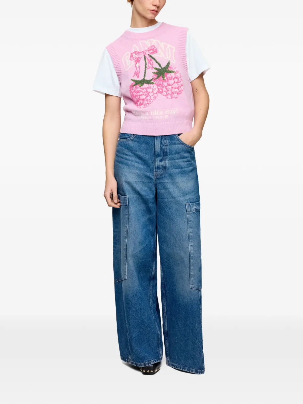 GANNI Gebreide top Roze