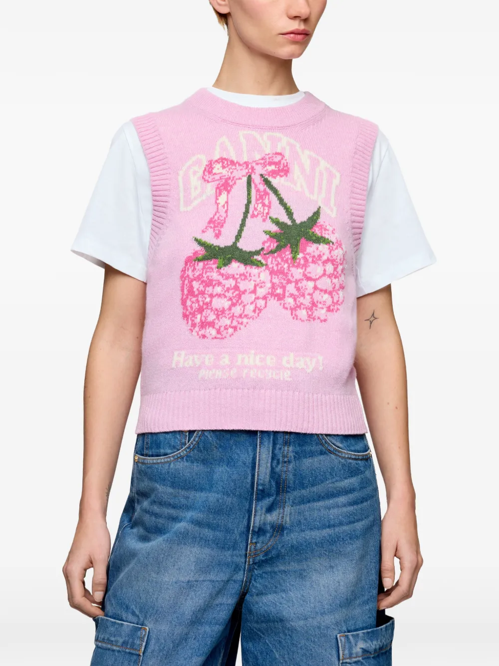 GANNI Gebreide top Roze