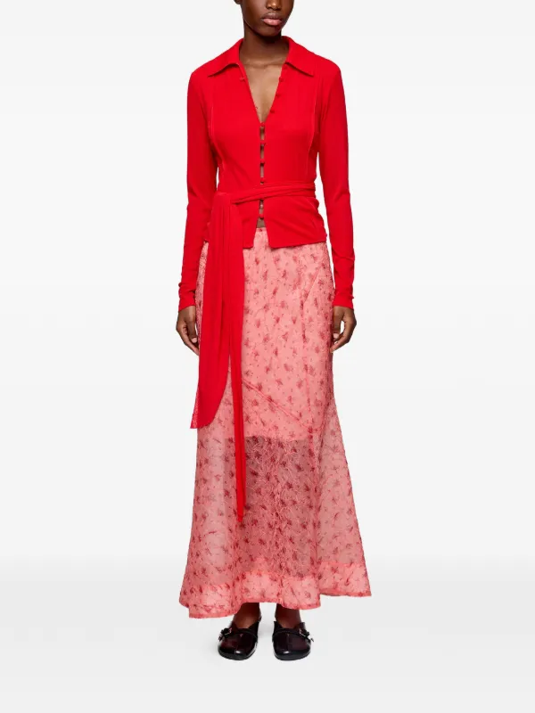 GANNI Skirt In Printed Shibori Organza | Pink | FARFETCH