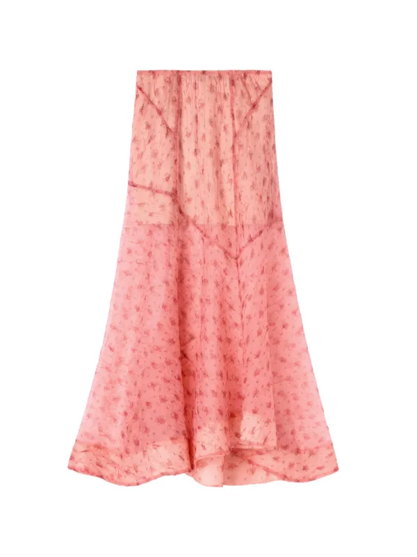GANNI Skirt In Printed Shibori Organza | Pink | FARFETCH