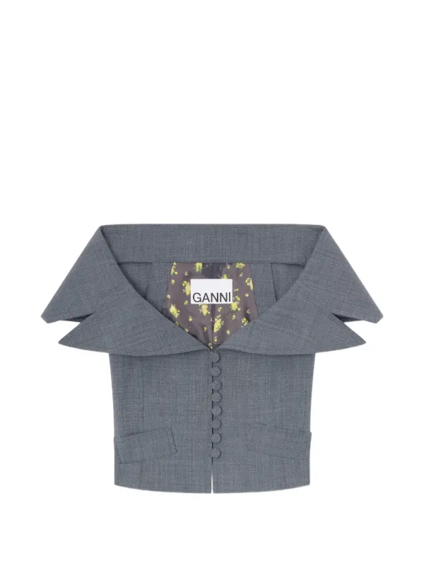 Ganni Vest in Grey Wool Melange