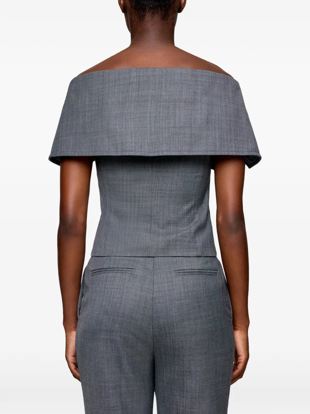 GANNI Off-shoulder top met knopen Grijs