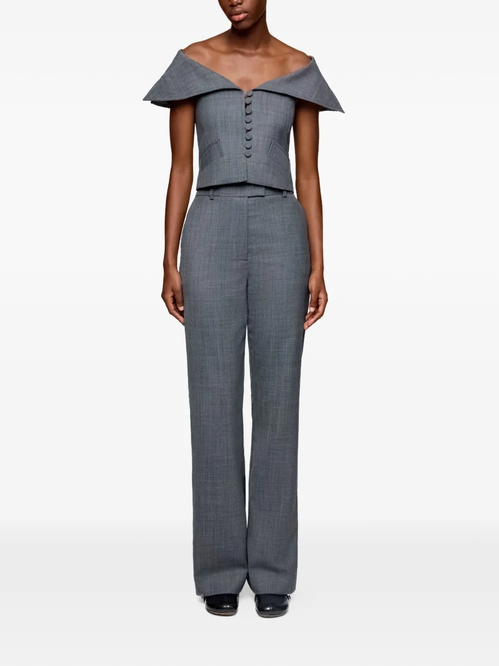 GANNI Off-shoulder top met knopen Grijs