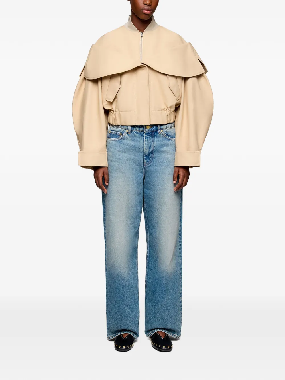  Ganni Layered-detail Bomber Jacket - Neutrals 