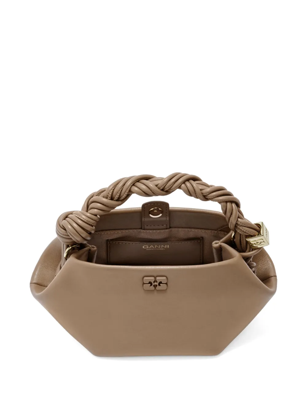 GANNI Bou mini-shopper met logo Bruin