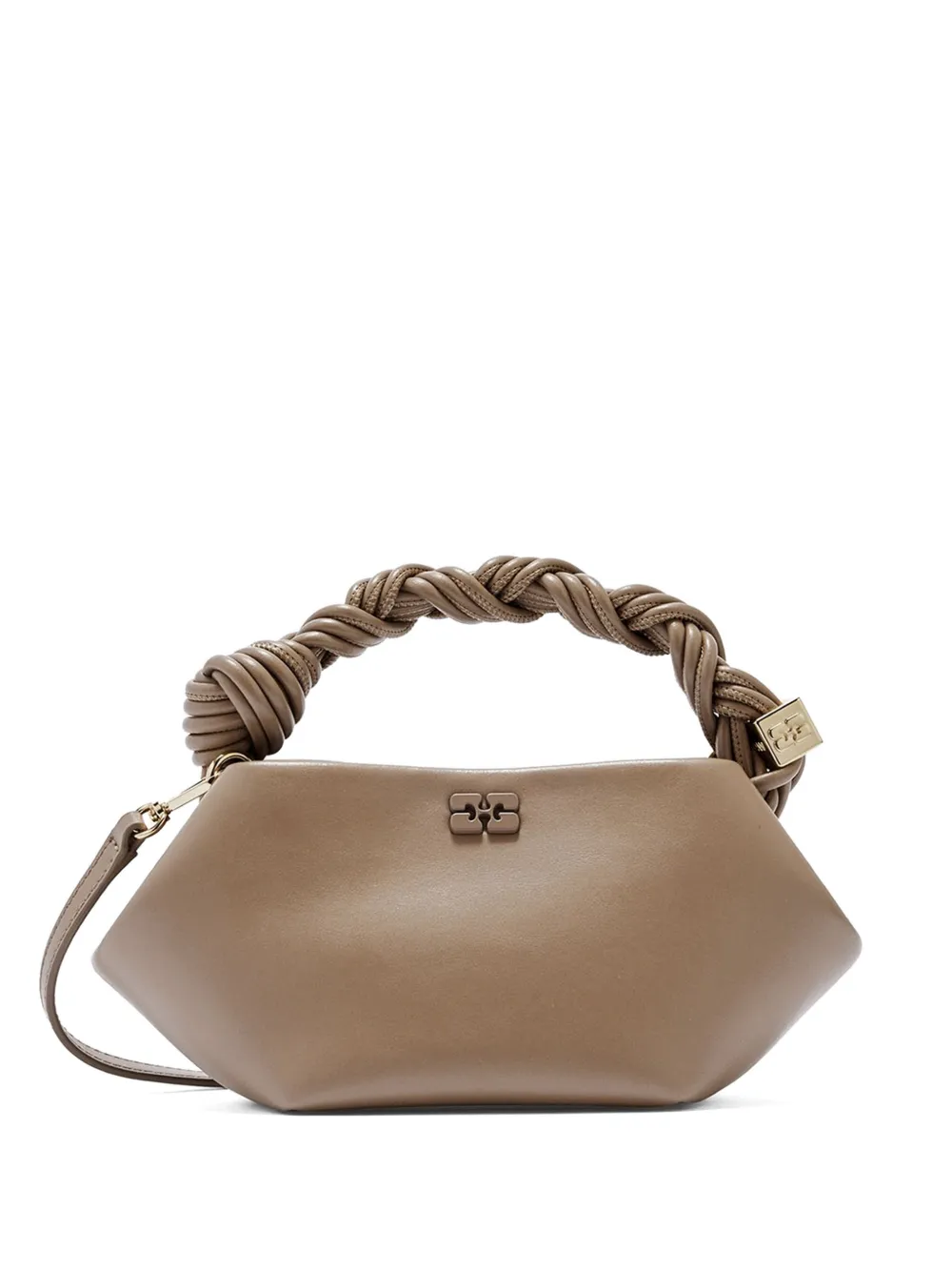 GANNI Bou mini-shopper met logo Bruin