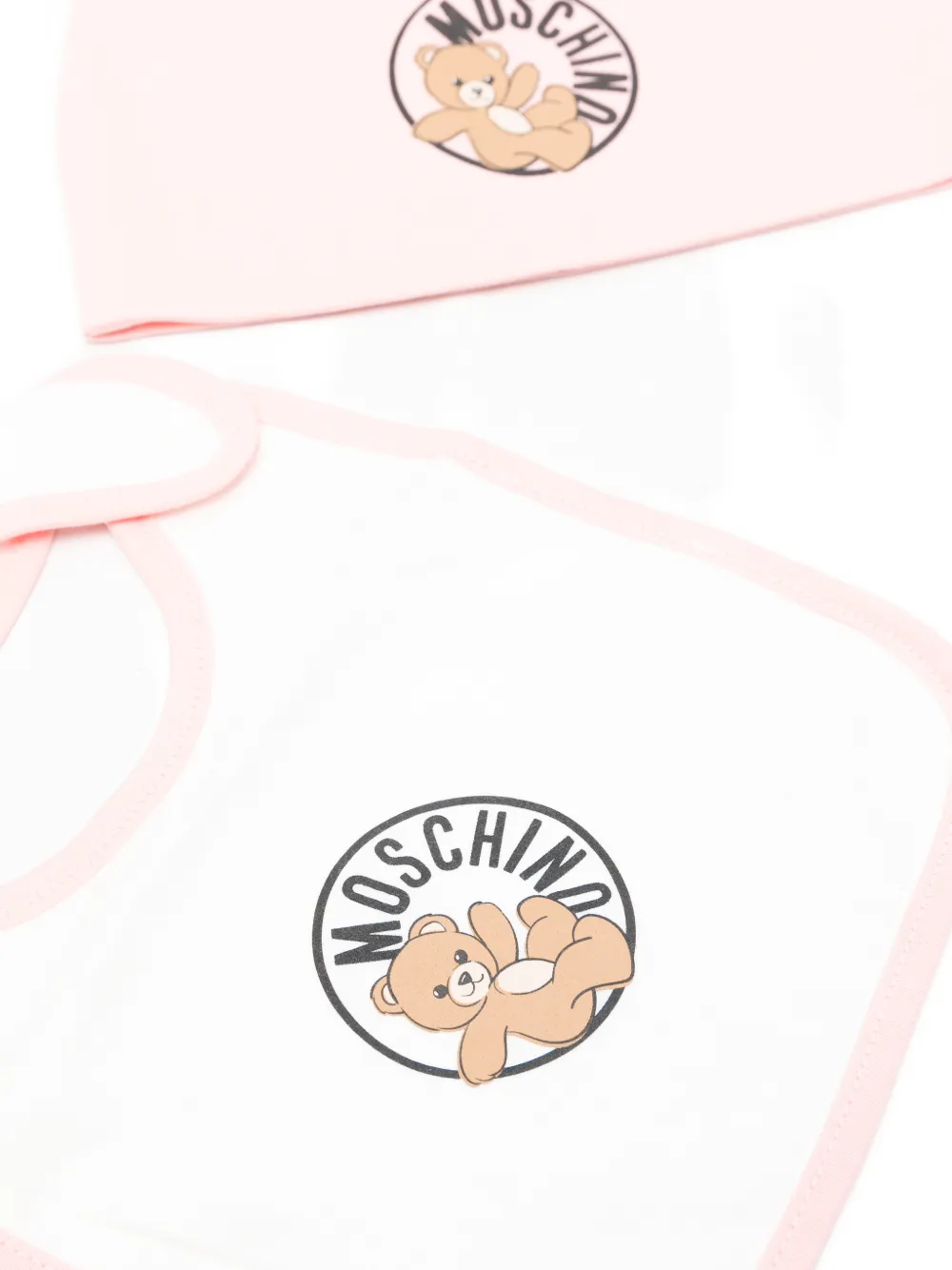 Moschino Kids teddy-appliqu&eacute; beanie set - Roze