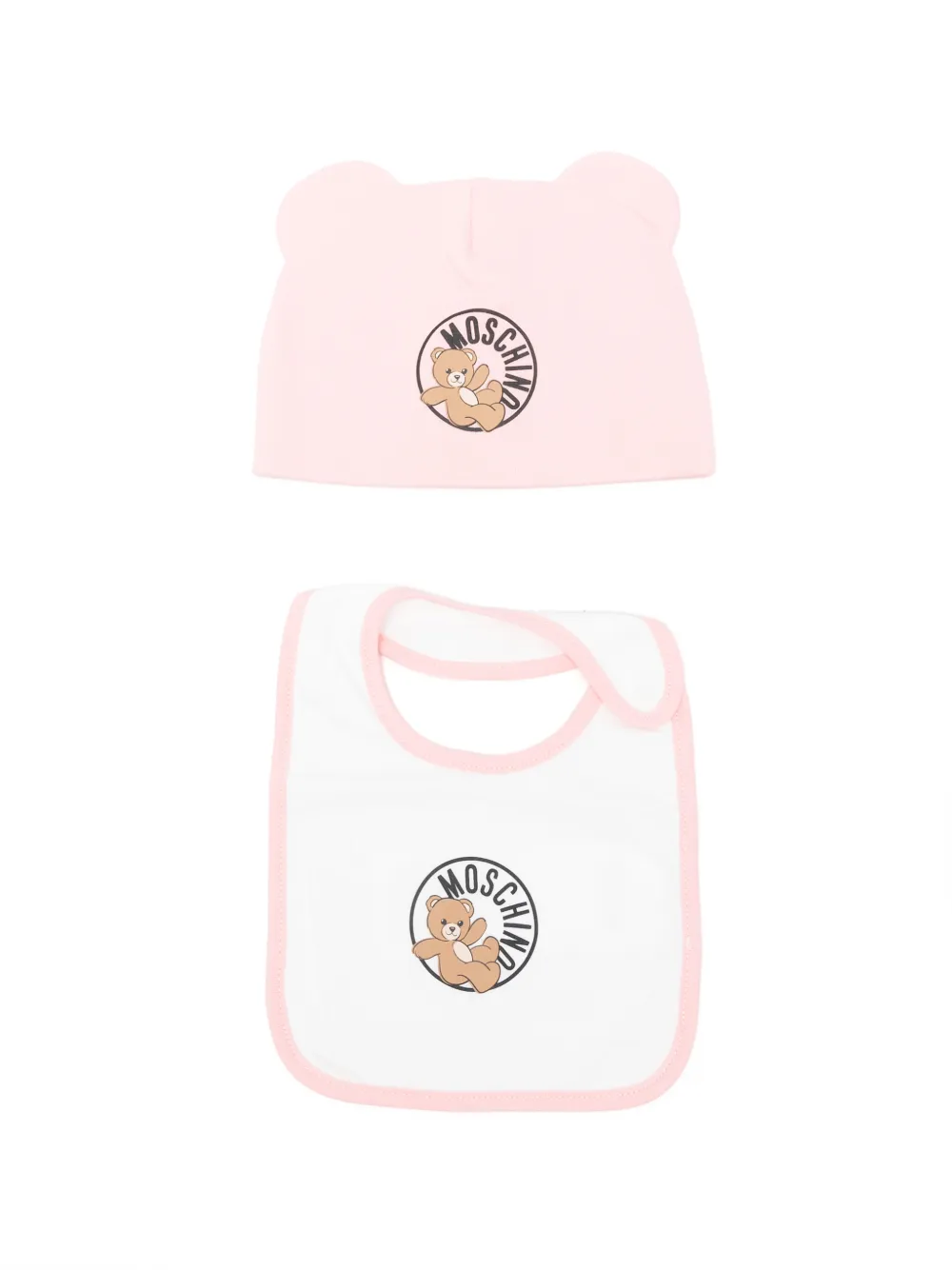 Moschino Kids teddy-appliqué beanie set - Rosa
