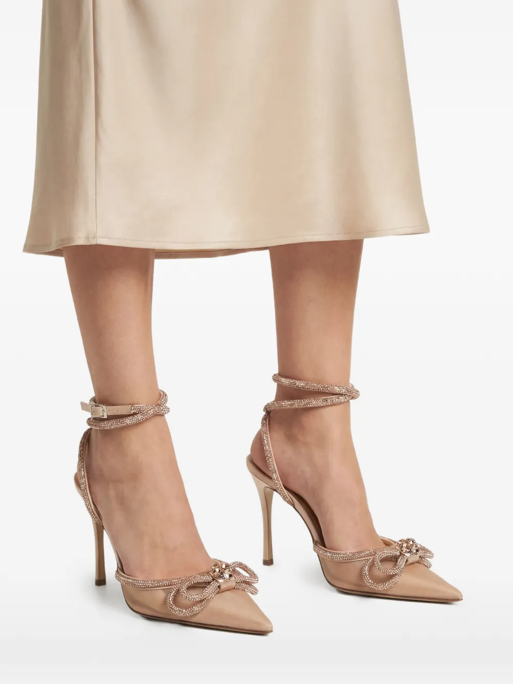 MACH & MACH Pumps met dubbele strik en hak Beige