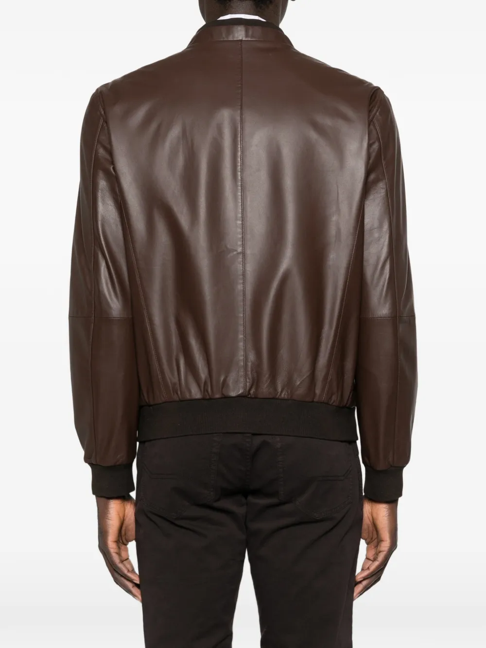 Corneliani Leren jack met rits Bruin