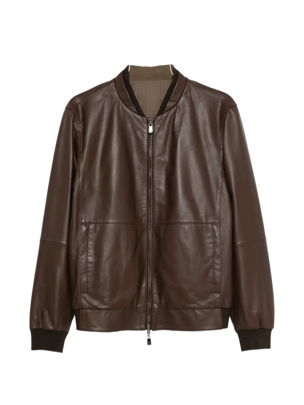 Corneliani zip-up leather jacket - Marrone