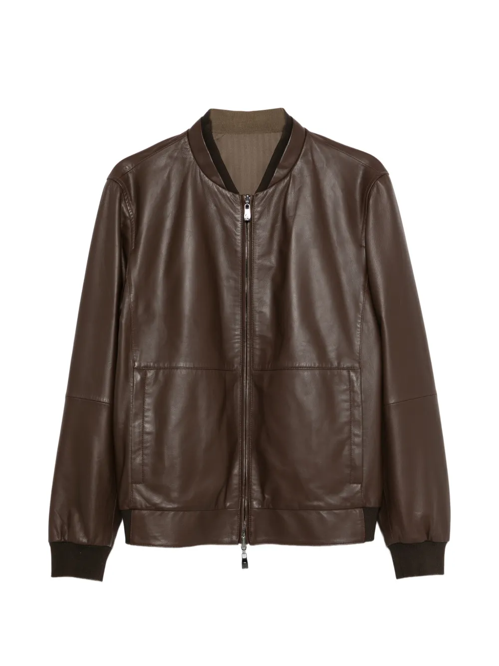 Corneliani zip-up leather jacket - Marrone
