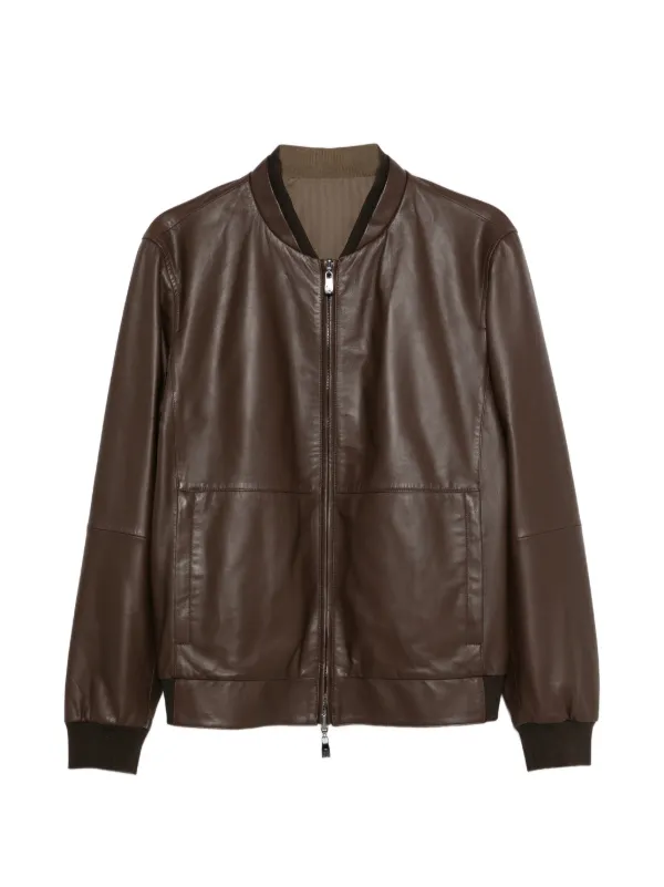 Corneliani ジップアップ レザージャケット | ブラウン | FARFETCH JP